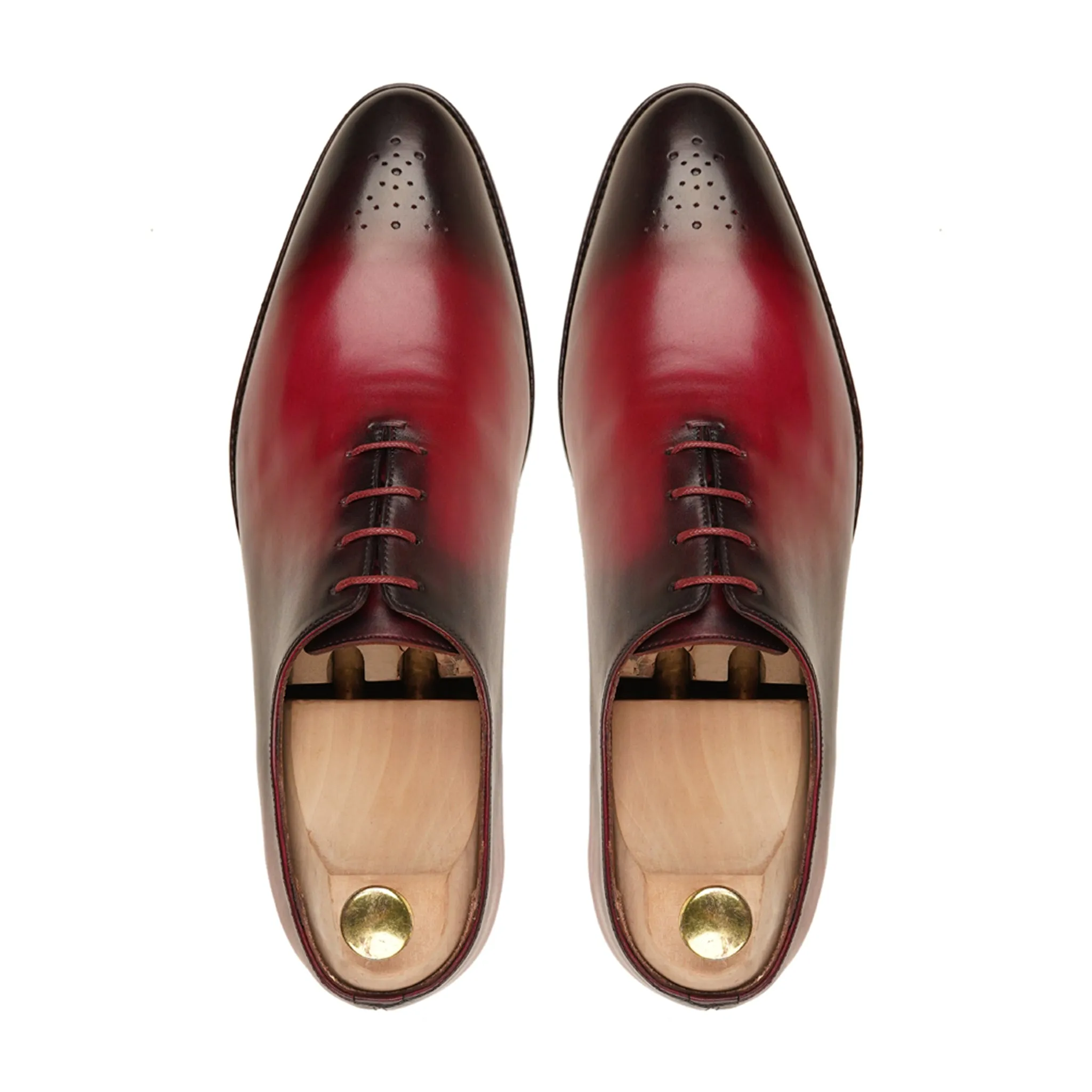 Yori - Men's Red Patina Calf Leather Wholecut Shoe